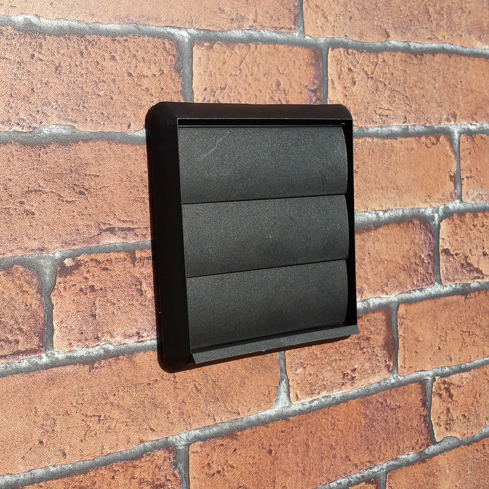 Kair Gravity Grille 100mm - 4 inch Black External Ducting Air Vent with Round Spigot and Not-Return Shutters