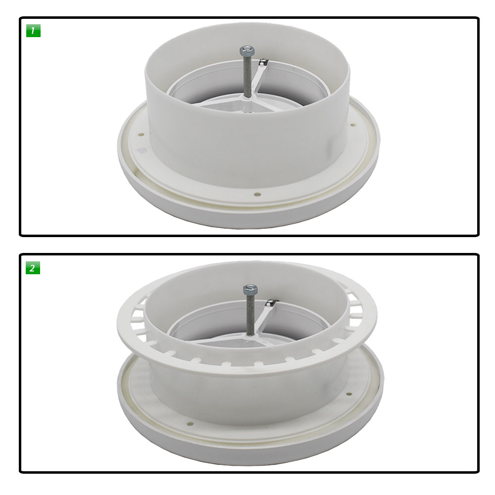 Kair Plastic Round Ceiling Vent 125mm 5 inch Diffuser / Extract Valve with Retaining Ring