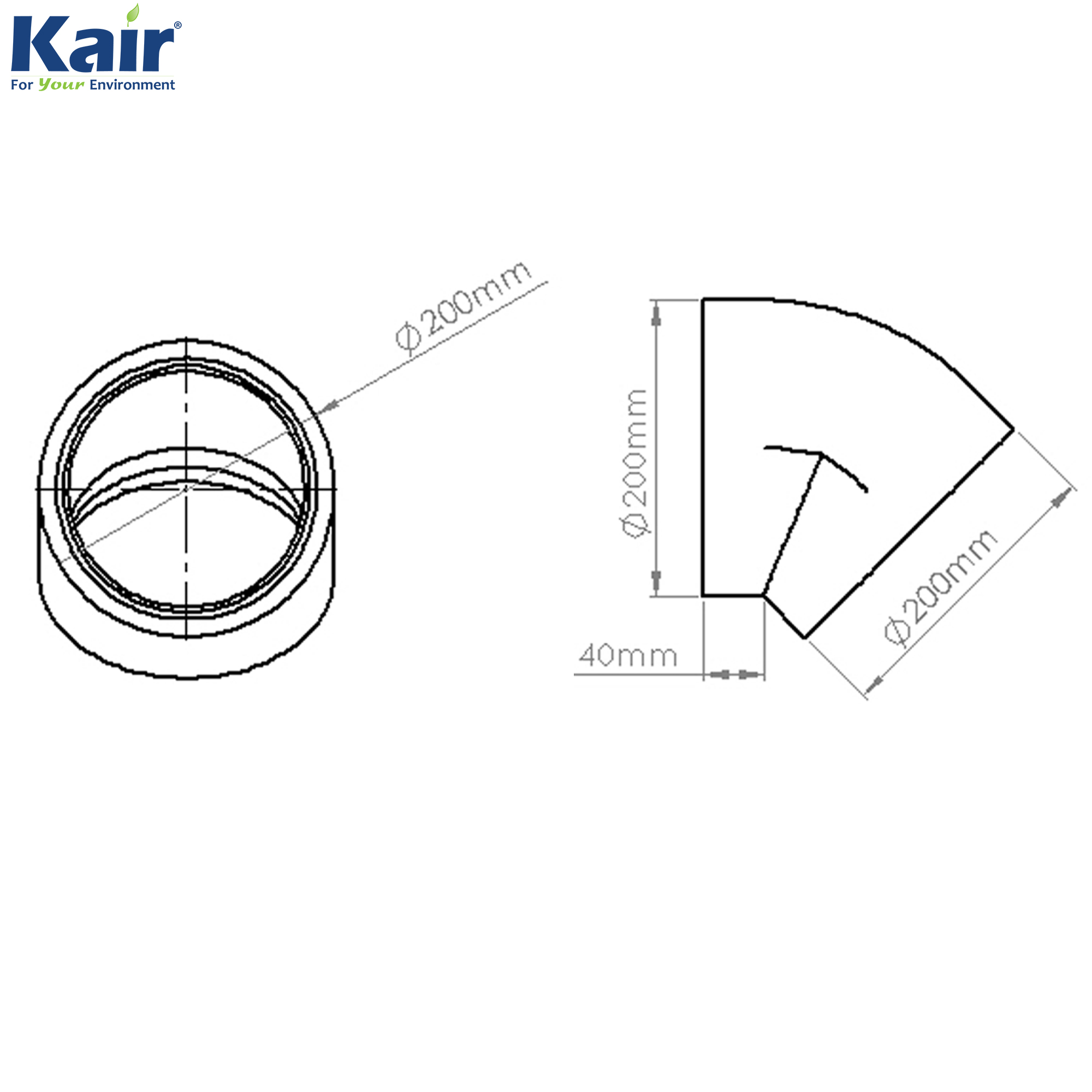Kair Self-Seal Thermal Ducting - 160mm - 45 Degree Bends - Box of 6