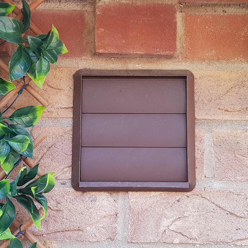 Kair Gravity Grille 100mm - 4 inch Brown External Ducting Air Vent with Round Spigot and Not-Return Shutters