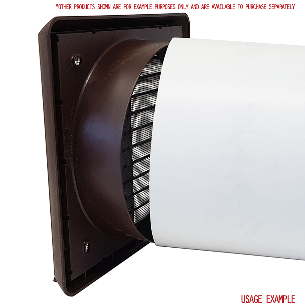 Kair Louvred Wall Vent Grille 150mm 6 inch Brown with Flyscreen for Internal or External use