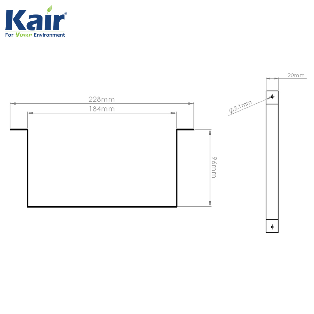Kair Rectangular Ducting Retaining Clip 180mm x 90mm Support Bracket
