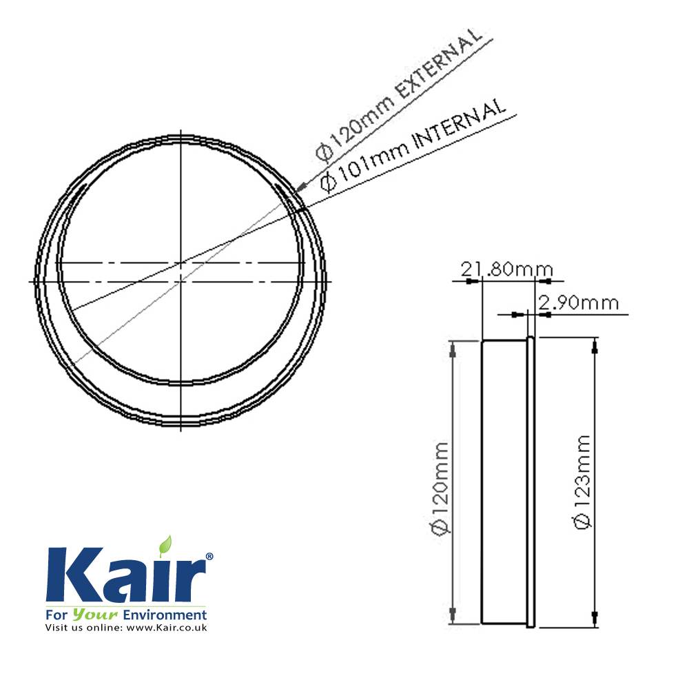 Kair 125mm To 100mm Offset Reducer Plastic Duct
