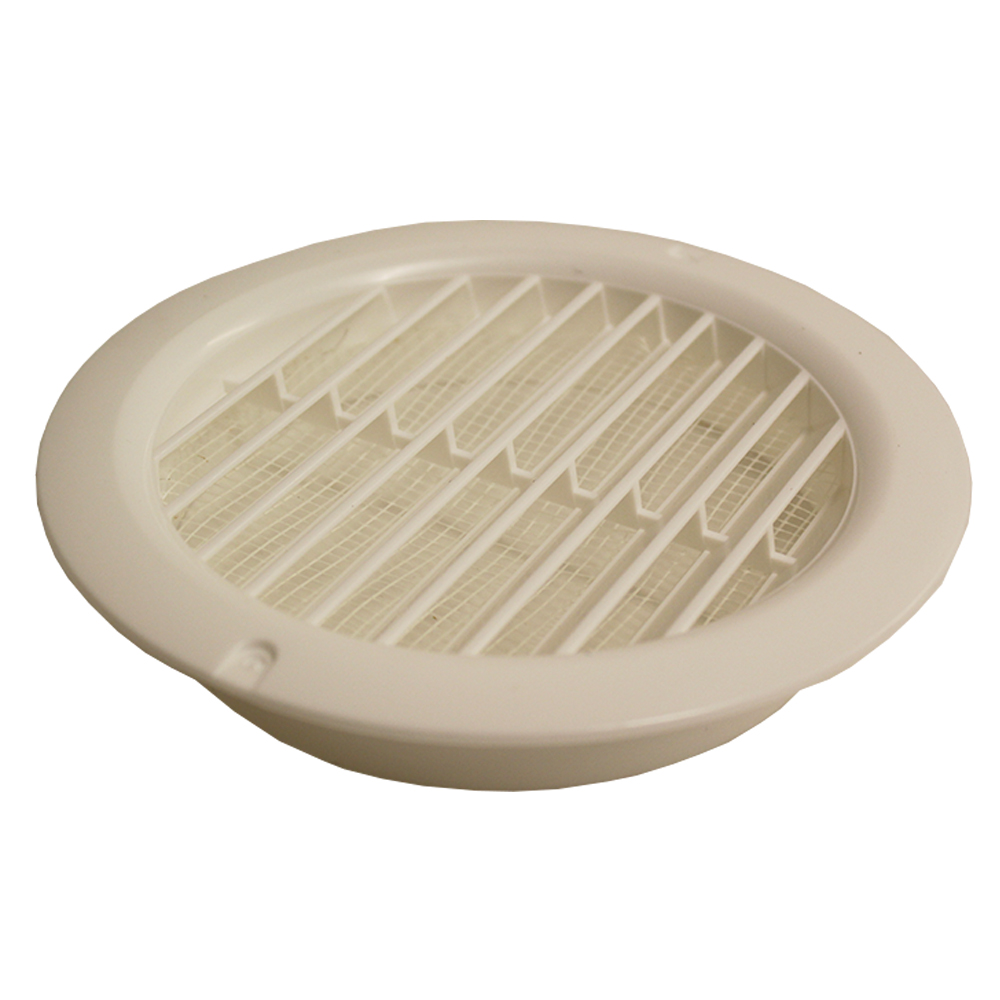 Kair Round Vent Cover 125mm - 5 inch White with Fly Screen - Round Wall Grille