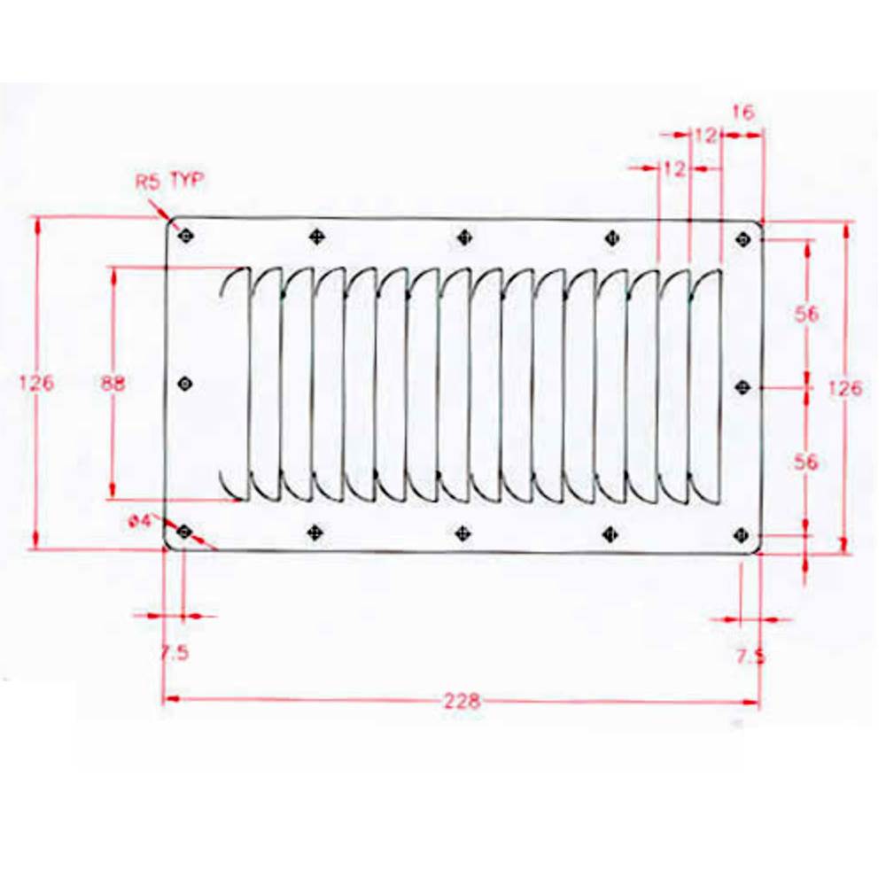 Stainless Steel Ventilation Grille 228mmX126mm