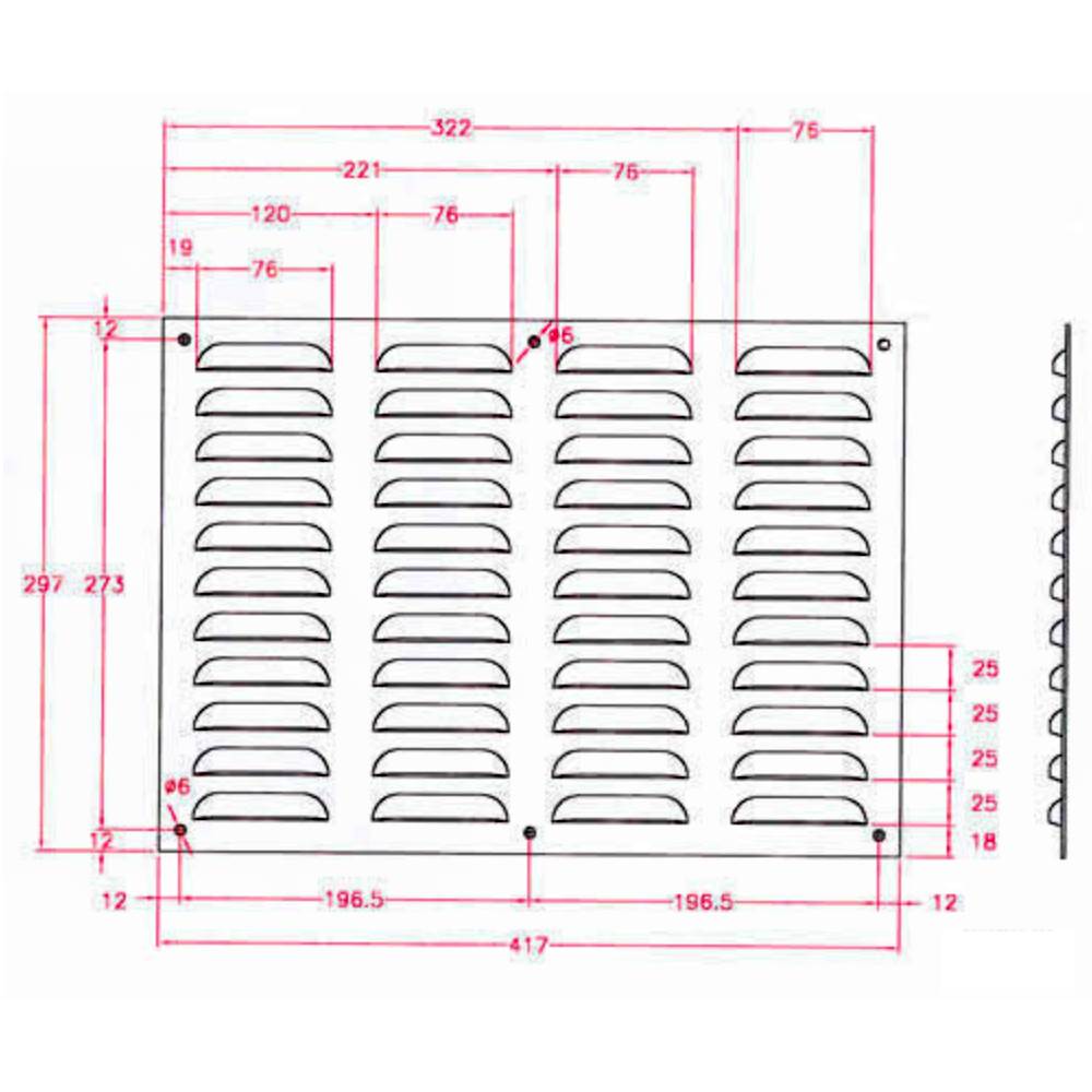 Brushed Stainless Steel Ventilation Grille 417X297mm