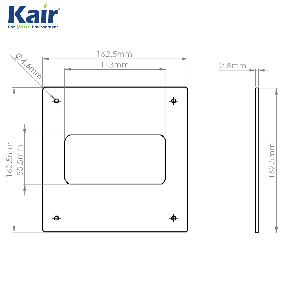 Kair Wall Plate 110x54mm for Rectangular Ducting