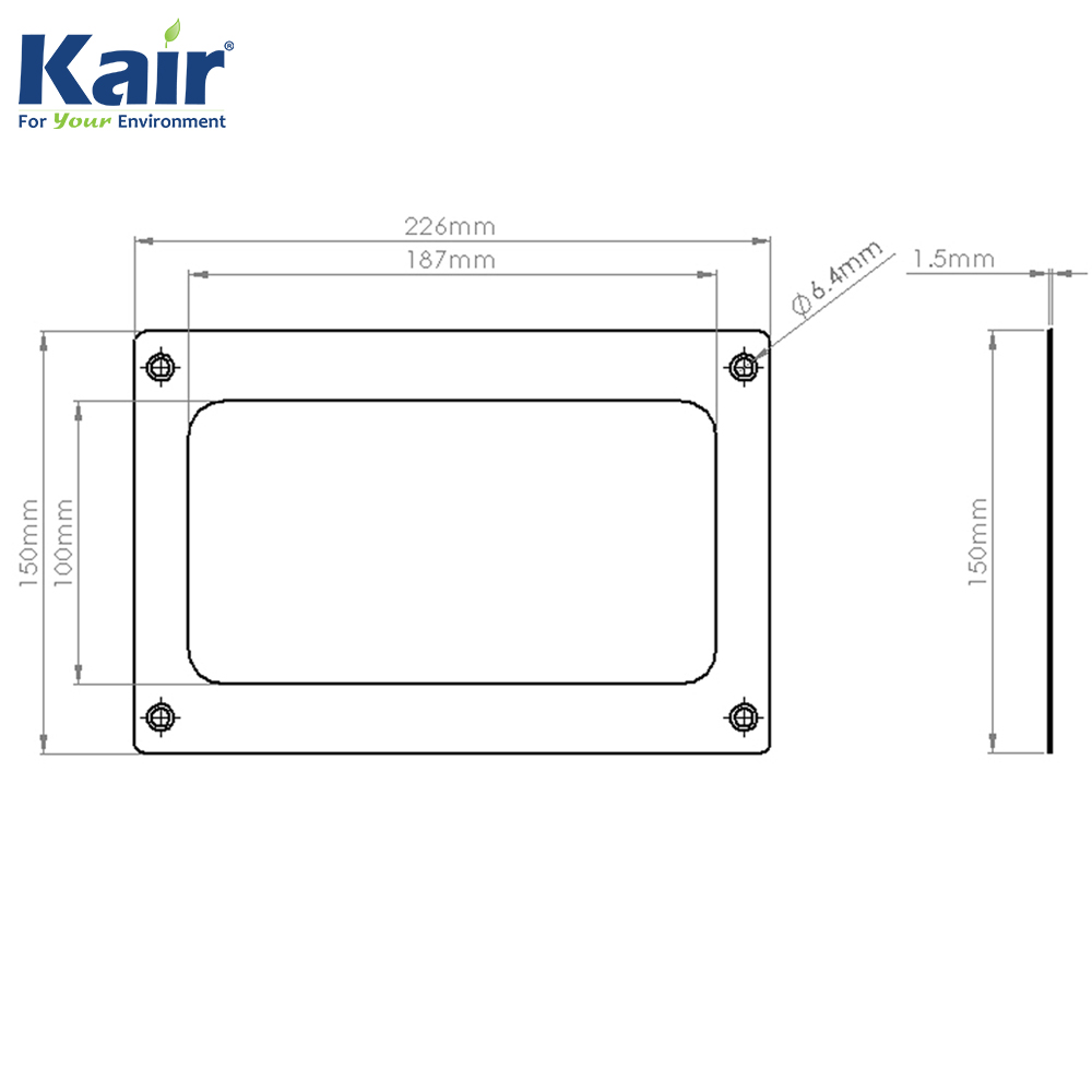 Kair Wall Plate 180mm x 90mm for Rectangular Ducting