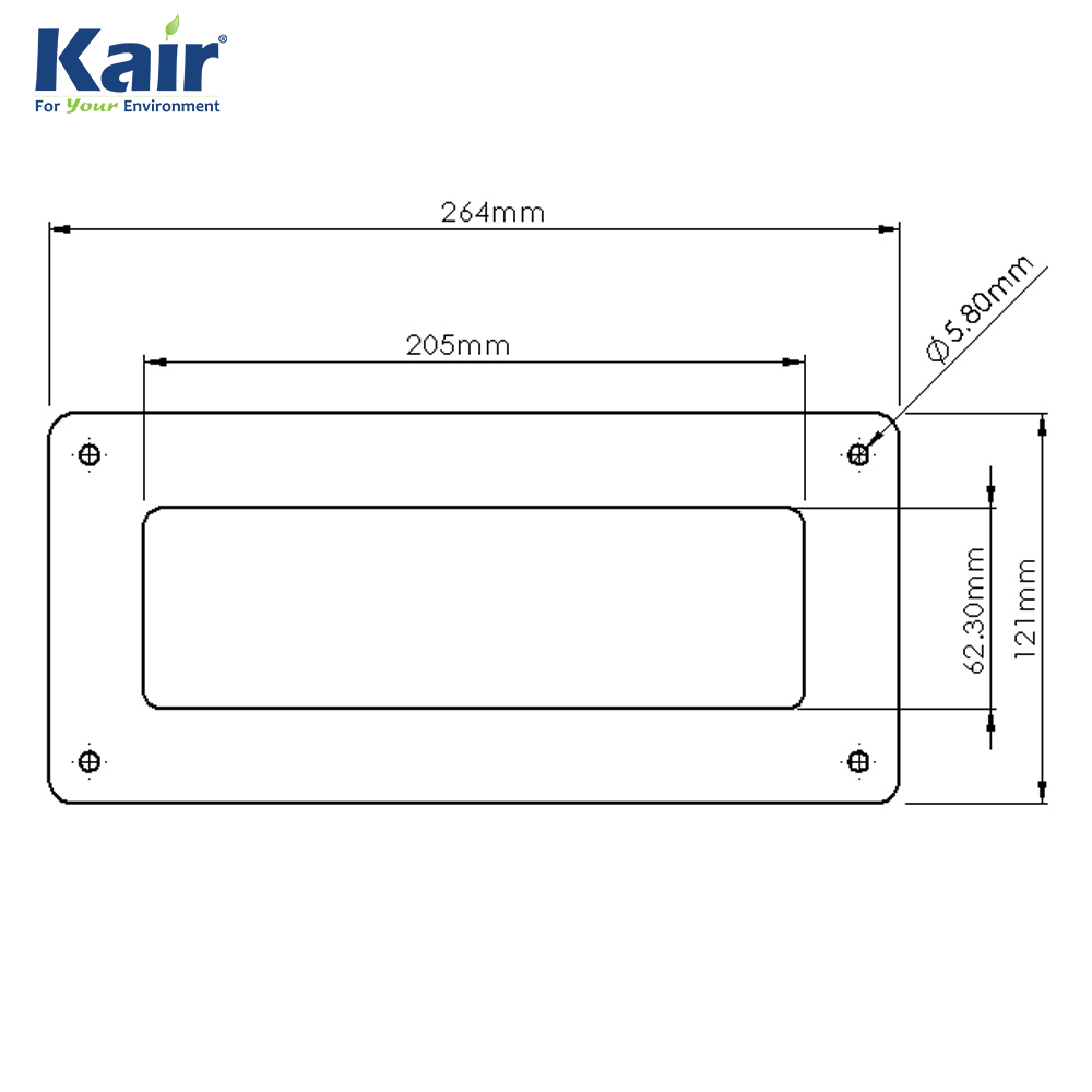 Kair Wall Plate 204mm x 60mm for Rectangular Ducting