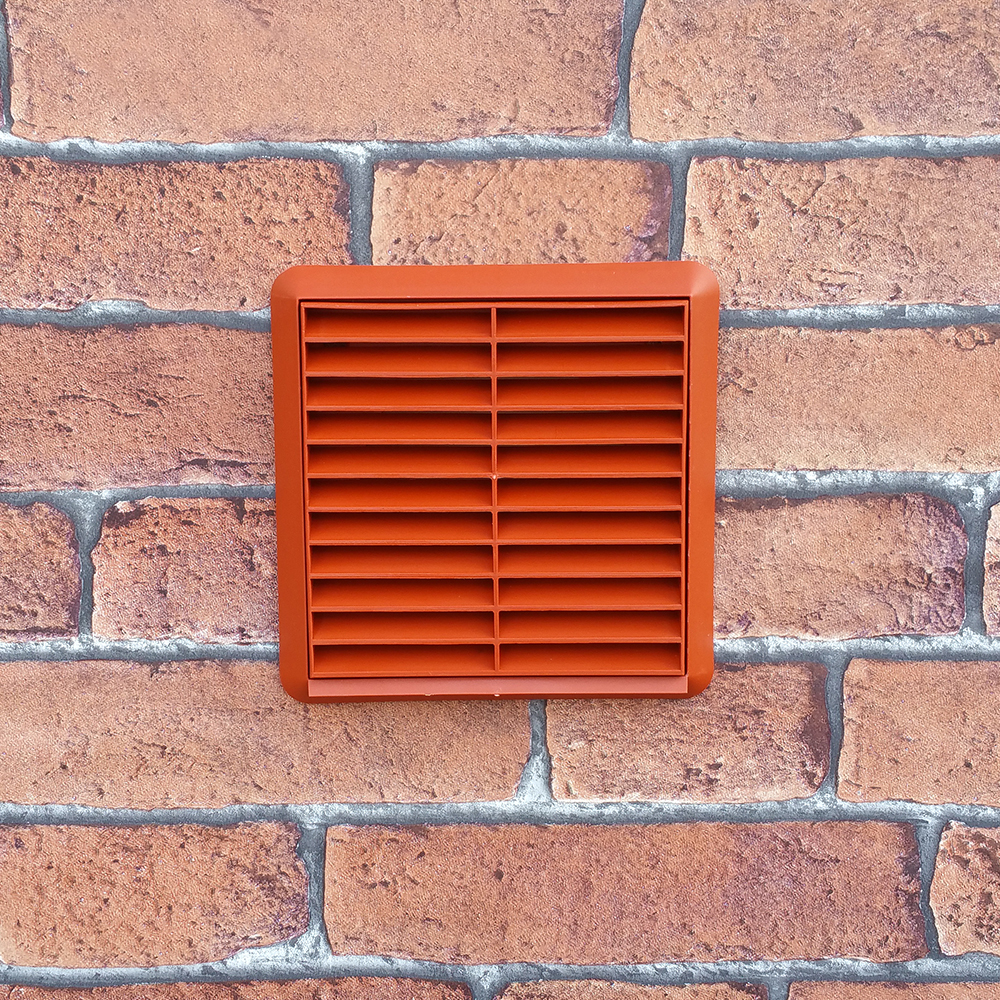 Kair Louvred Grille 125mm - 5 inch Terracotta External Wall Ducting Air Vent with Round Spigot