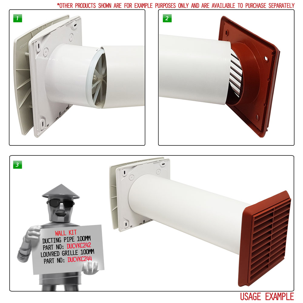 Vectaire EL1003HDTLV Elegance Low Voltage Axial  Fan - 3 Speed - Humidistat, Timer, And Pullcord - SELV