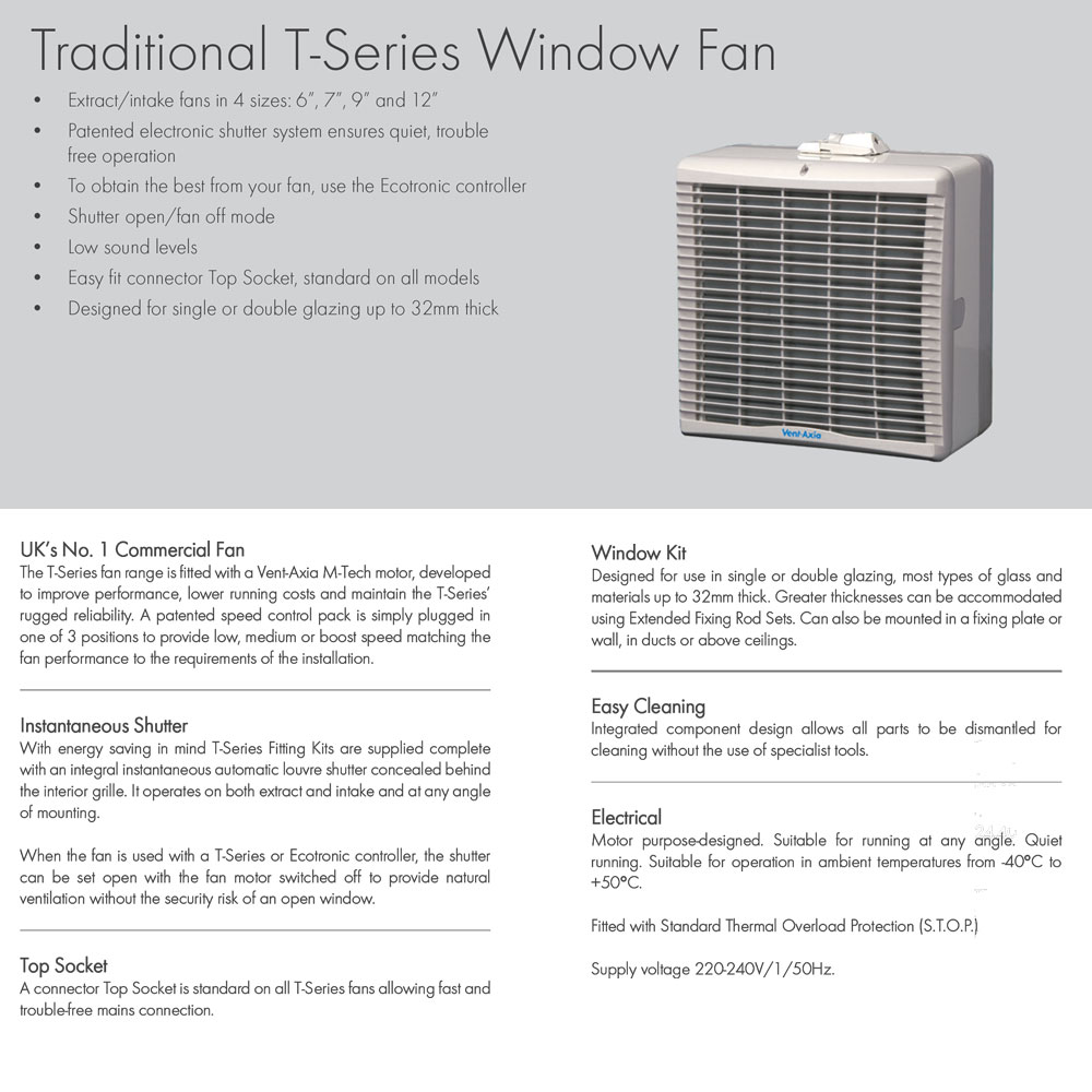 Ventaxia T-Series 7 Inch Window Fan - TX7WW (W162110)