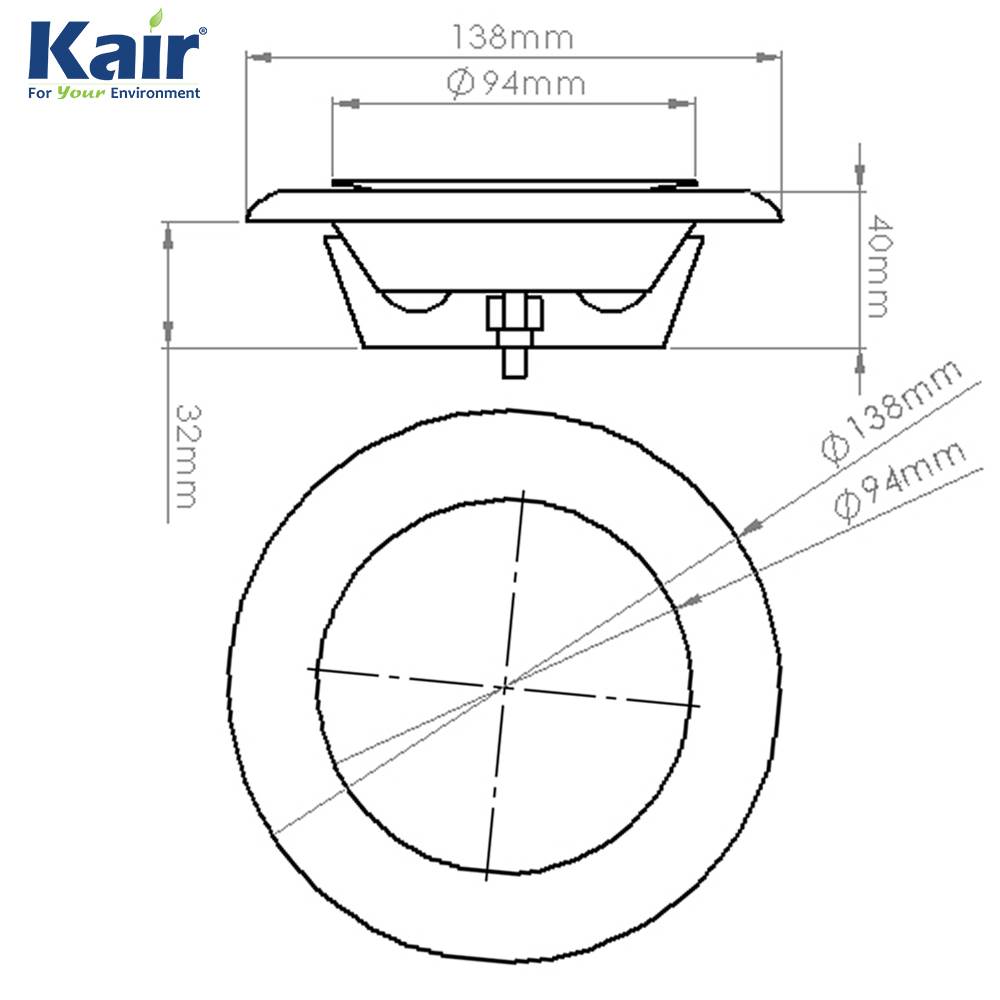 Kair Ceiling Supply Valve 100mm  4 inch  White Coated Metal Vent
