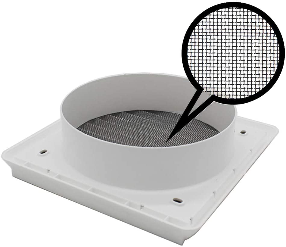 Kair Louvred Wall Vent Grille 125mm 5 inch White with Flyscreen for Internal or External use
