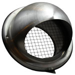 Kair Bull-Nose External Vent 150mm - 6 inch Stainless Steel Grille with Wire Mesh and Drip Deflector