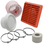 Kair Flexible 100mm In Line Fan Ducting Kit With Terracotta Louvred Outlet