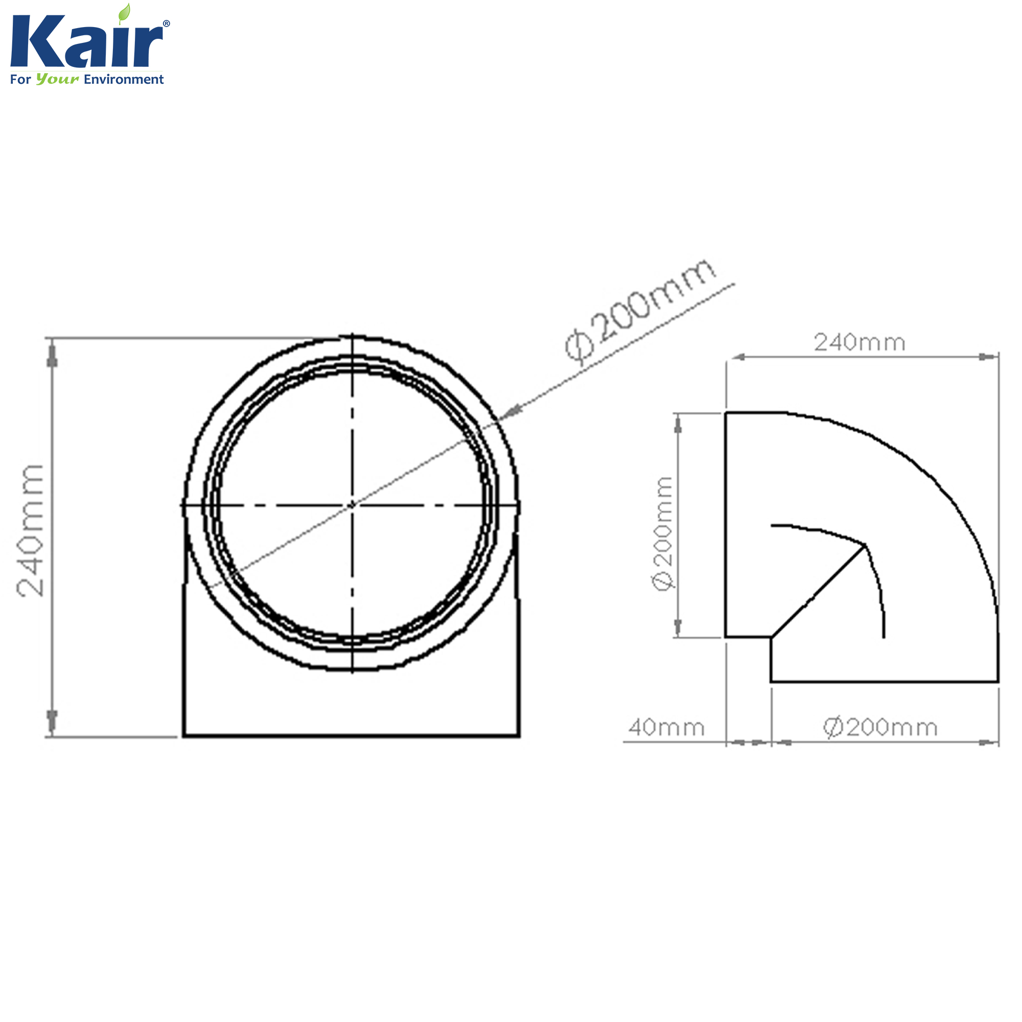 Kair Self-Seal Thermal Ducting - 160mm - 90 Degree Bends - Box of 6