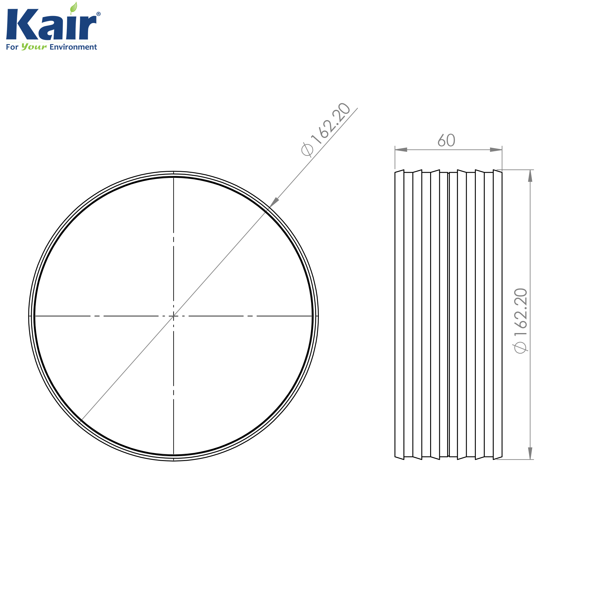 Male Duct To Duct Connector 160mm Dia Self-Seal Thermal by Kair