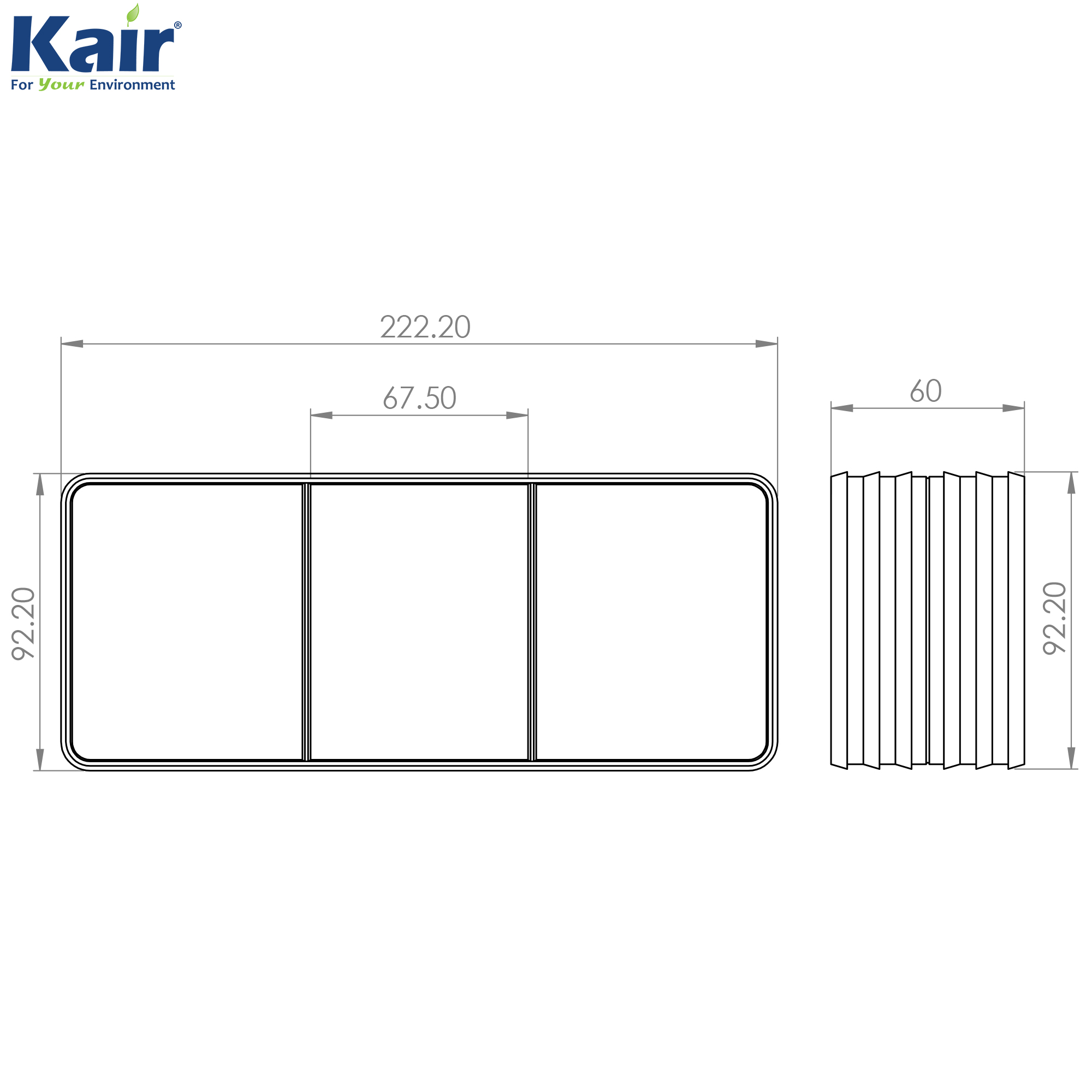 Thermal Male Duct To Duct Connector 220X90mm Self-Seal by Kair