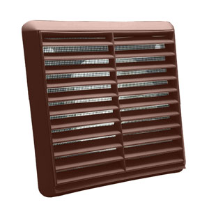Kair Louvred Wall Vent 125mm - 5 inch Brown Grille with Flyscreen for Internal or External use