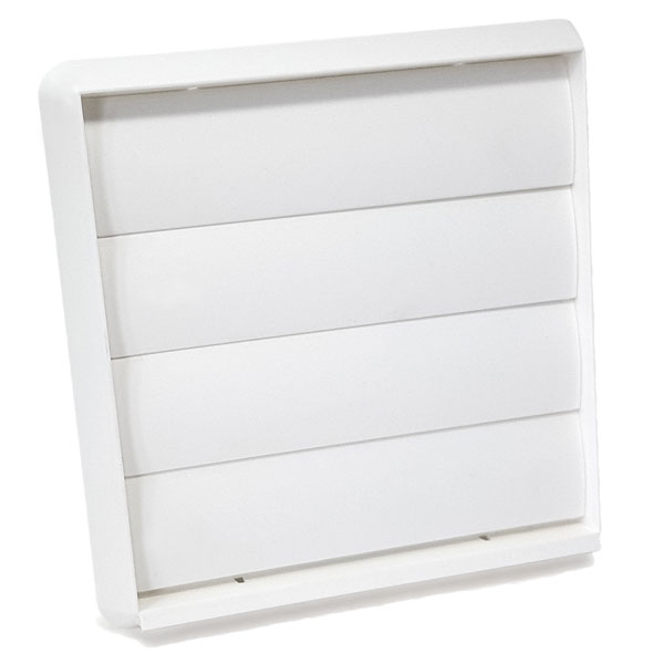 Kair Gravity Grille 150mm - 6 inch White External Ducting Air Vent with Round Spigot and Non-Return Shutters