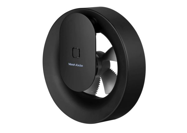 Vent Axia Lo-Carbon Svara Bluetooth App Controlled Bathroom And Kitchen Axial Fan - Black