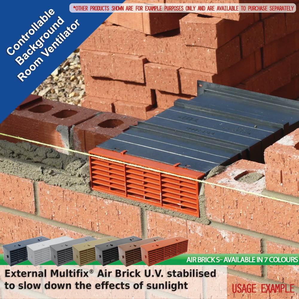 9X3 Airliner Passive Cowled Vent Air Brick Set With White Internal Hit And Miss Grille Terracotta
