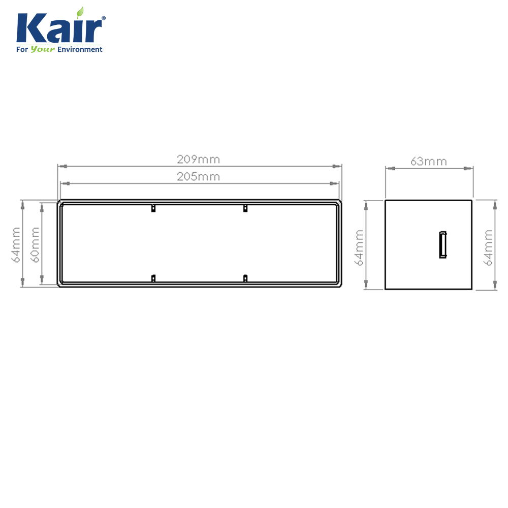 Kair Single Grey Airbrick Without Grille To Fit DUCVKC704 Or DUCVKC714