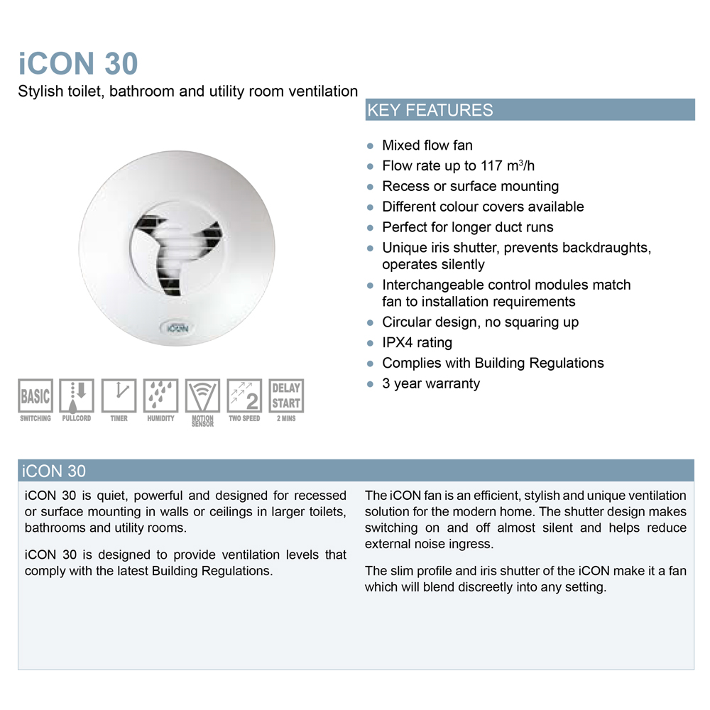 Airflow ICON30 (72591601) - Bathroom Fan