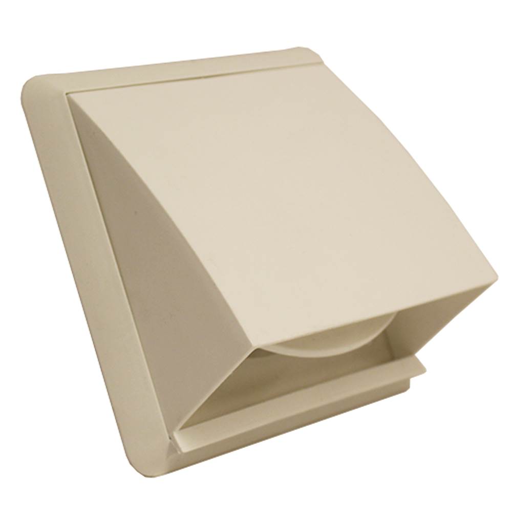 Kair Cowl Vent 125mm - 5 inch White External Wall Vent With Round Spigot and Wind Baffle Backdraught Shutter