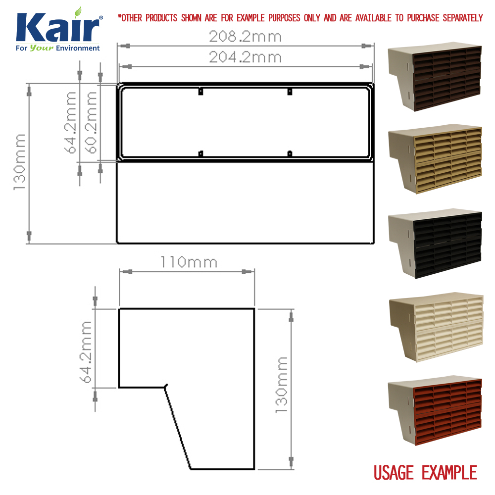 Kair System 204 Double Airbrick Adapter With Beige Fitted Grilles 