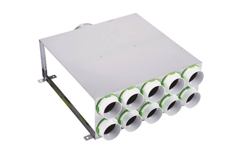 Kair 10 Port Horizontal Acoustic Manifold Box With 150mm Main Branch And 6 X 75mm Radial Connections