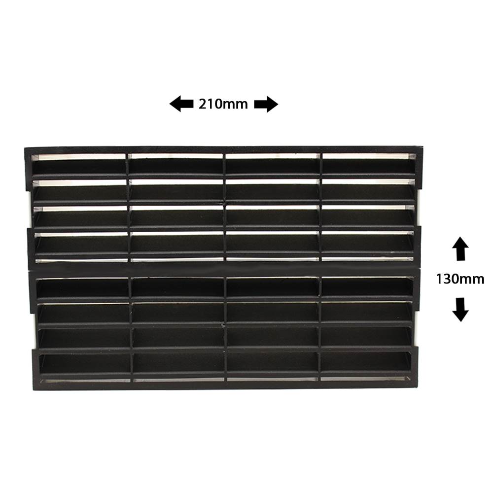 System 220x90 Double Airbrick Adapter With Fitted Grilles - Black