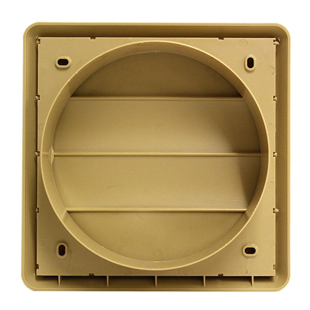 Kair Gravity Grille 150mm - 6 inch Beige External Ducting Air Vent with Round Spigot and Not-Return Shutters