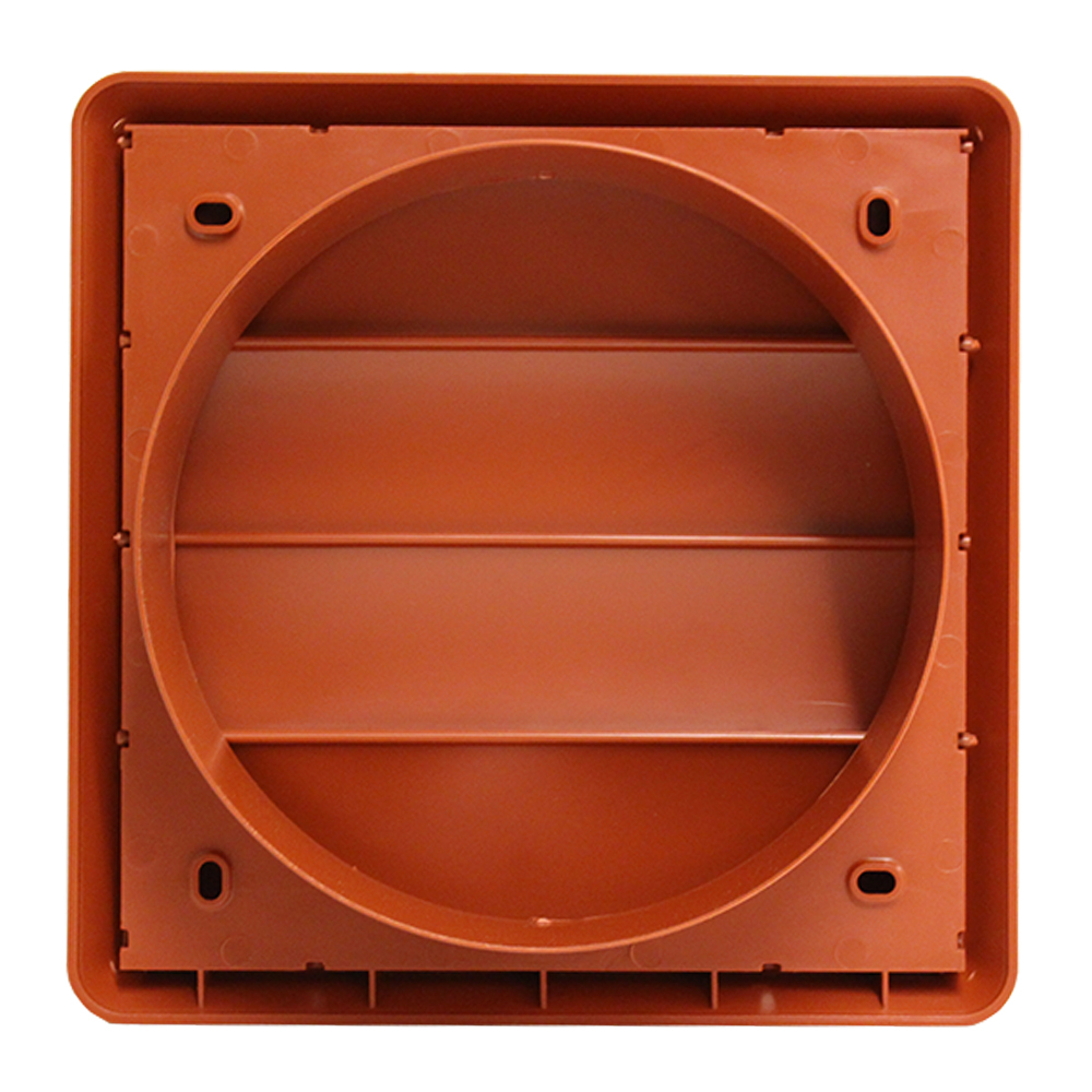 Kair Gravity Grille 150mm - 6 inch Terracotta External Ducting Air Vent with Round Spigot and Not-Return Shutters