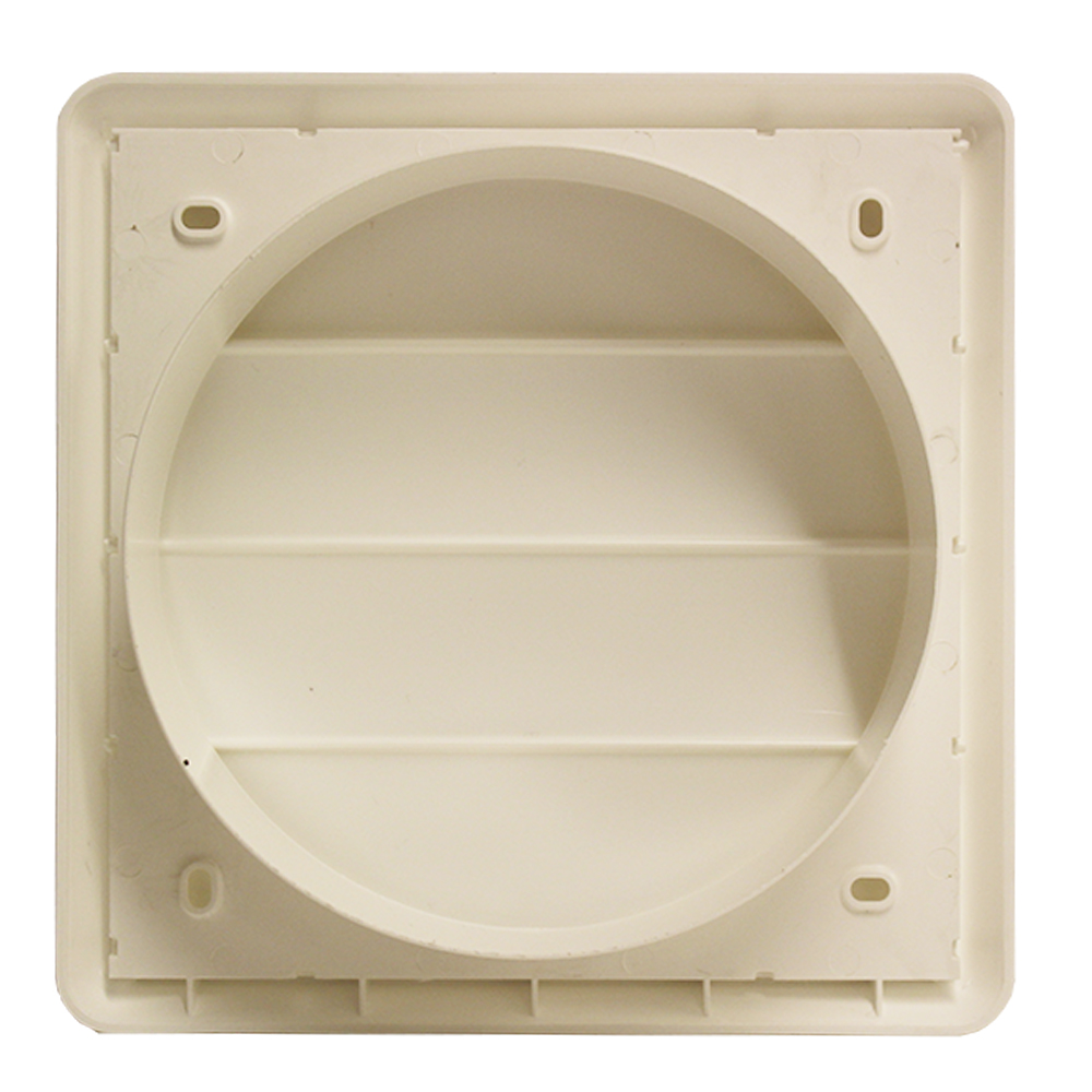 Kair Gravity Grille 150mm - 6 inch White External Ducting Air Vent with Round Spigot and Not-Return Shutters
