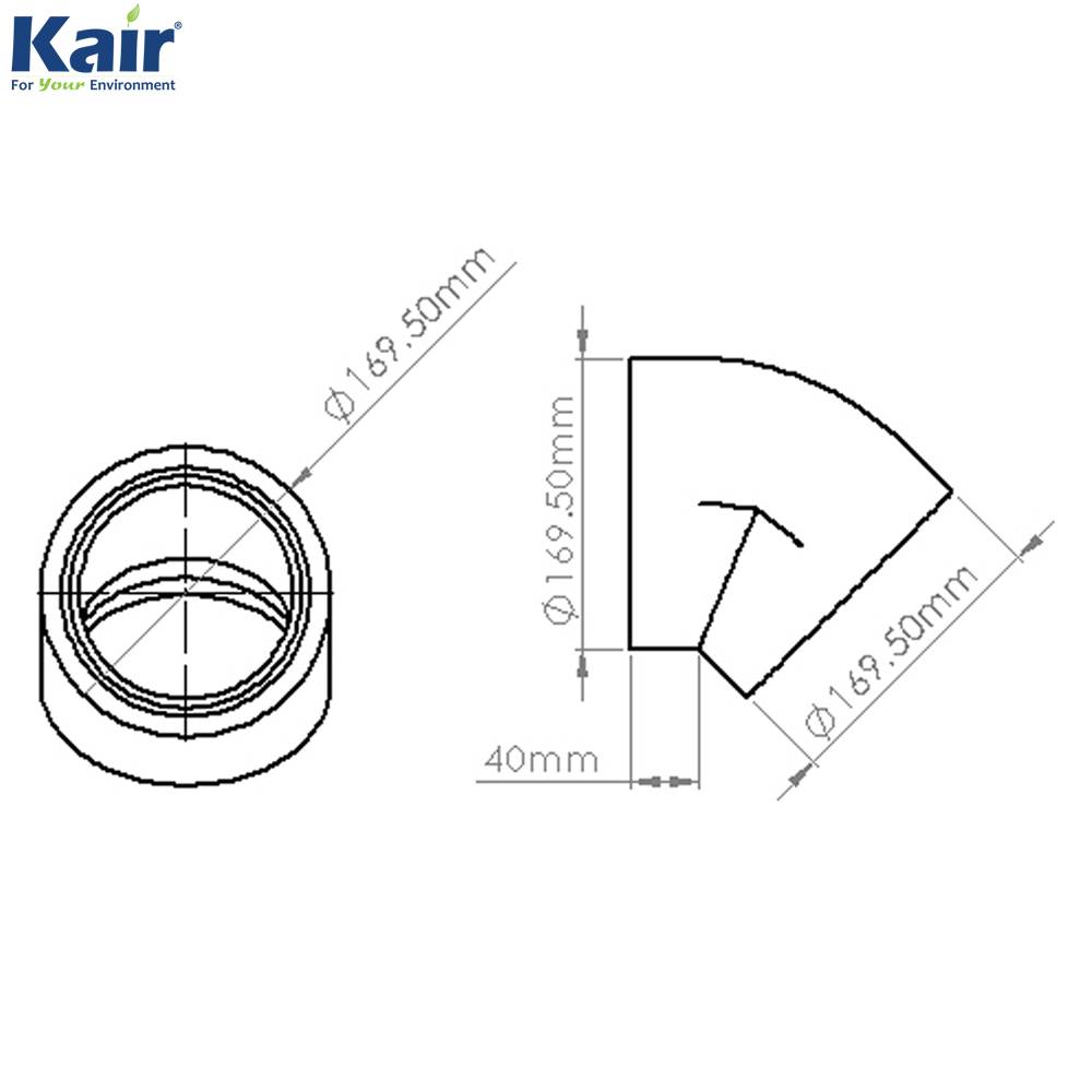 Kair Self-Seal Thermal Ducting - 125mm - 45 Degree Bends - Box of 6