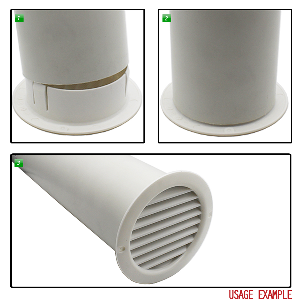 Kair 100mm Ceiling Kit 2 Metre Length and Two Bends with Connector and White Round Grille