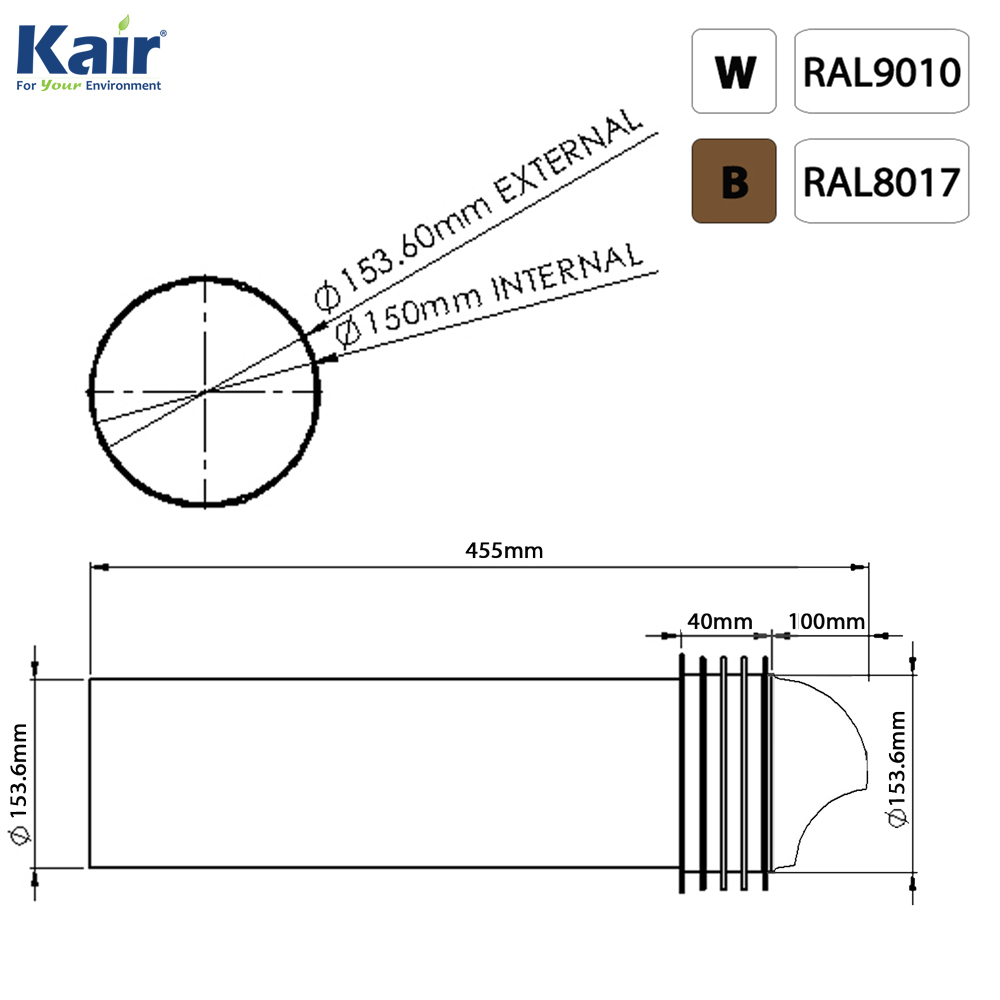 Kair 150mm High Rise Wall Kit - White