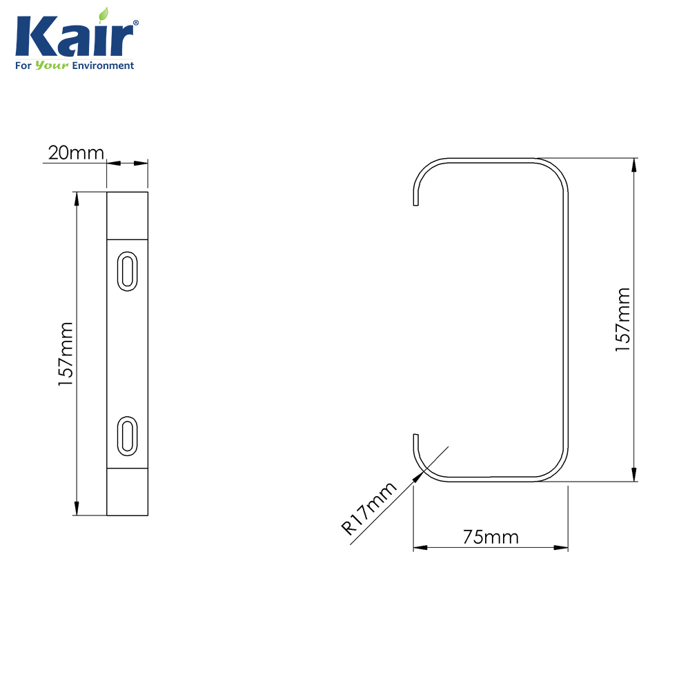Kair Rectangular Ducting Retaining Clip 150mm x 70mm Support Bracket - Black