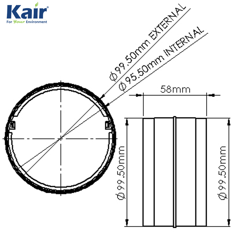 Kair Round Pipe Connector 100mm - 4 inch