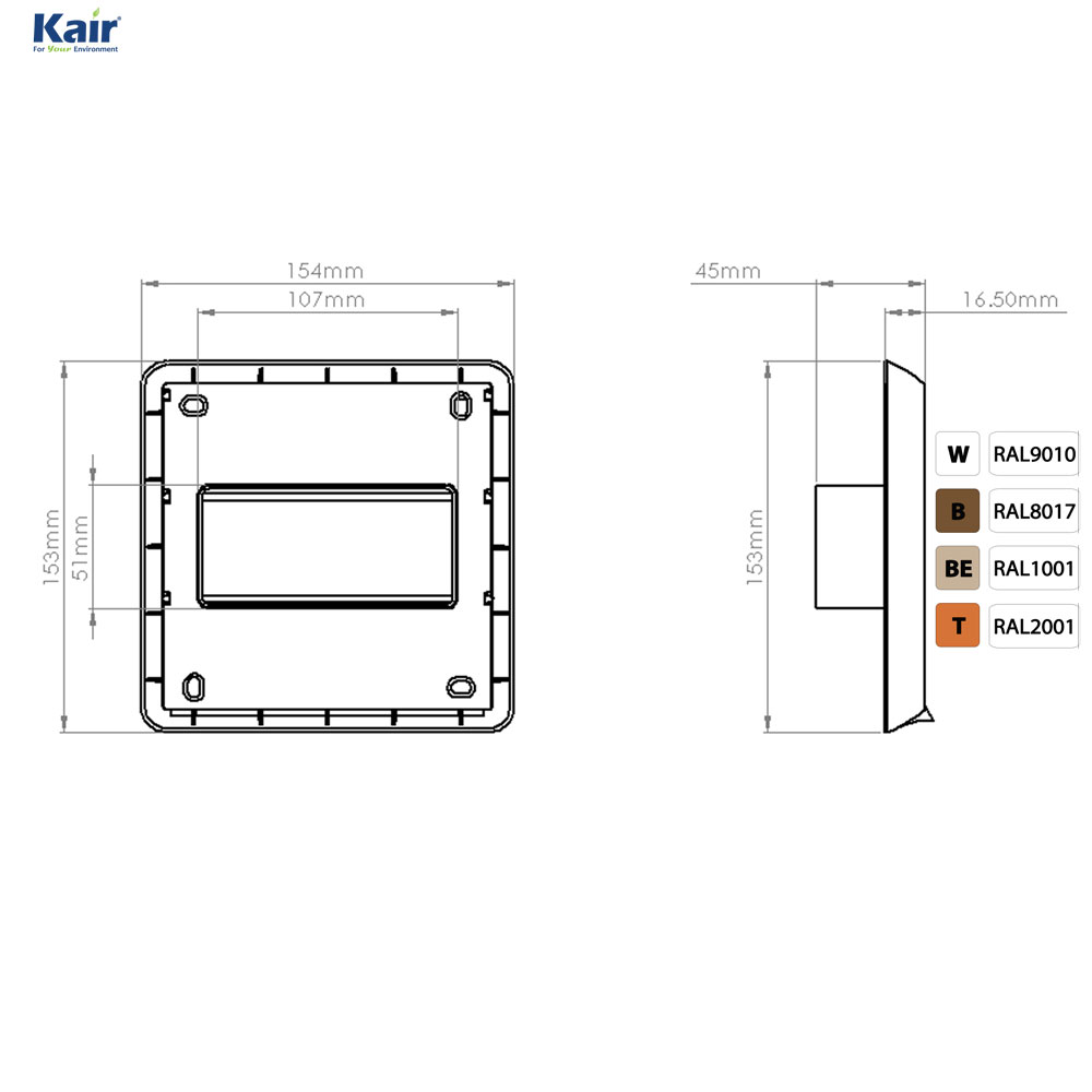 Kair 110X54mm Gravity Grill  Rectangular Spigot