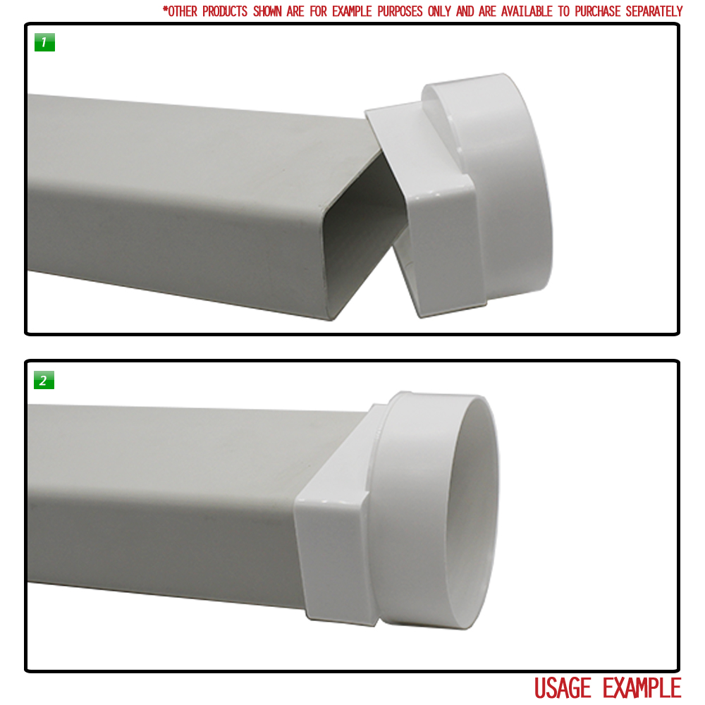 Kair Ducting Adaptor 180mm x 90mm to 150mm 6 inch Rectangular to Round Straight Channel Connector for Converting to Different Size Duct Systems