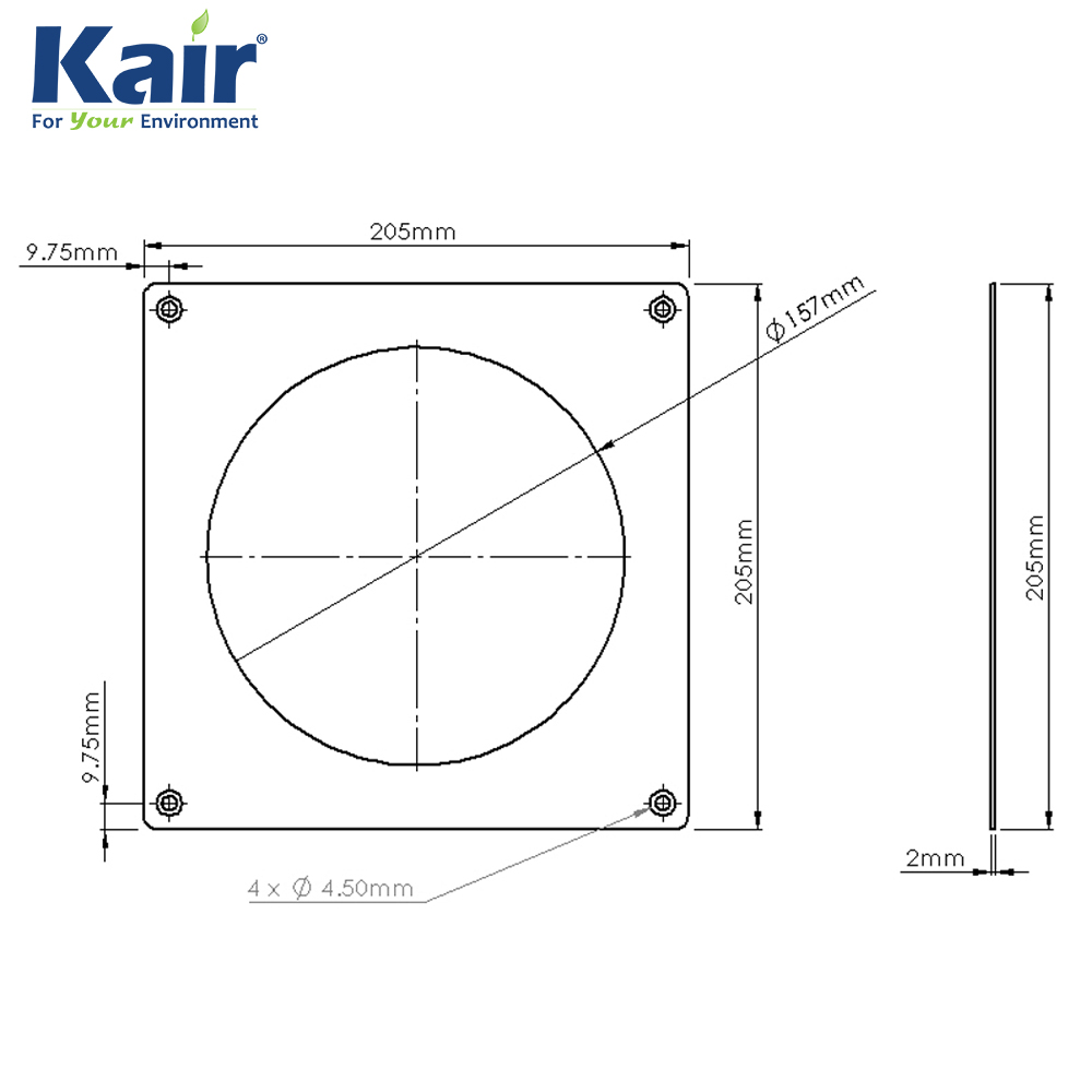 Kair Wall Plate 150mm - 6 inch for Round Ducting