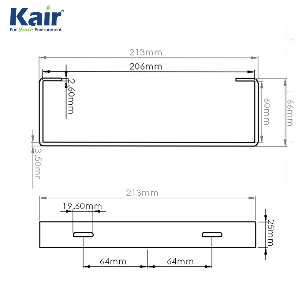 Kair Rectangular Ducting Retaining Clip 204mm x 60mm Support Bracket Black