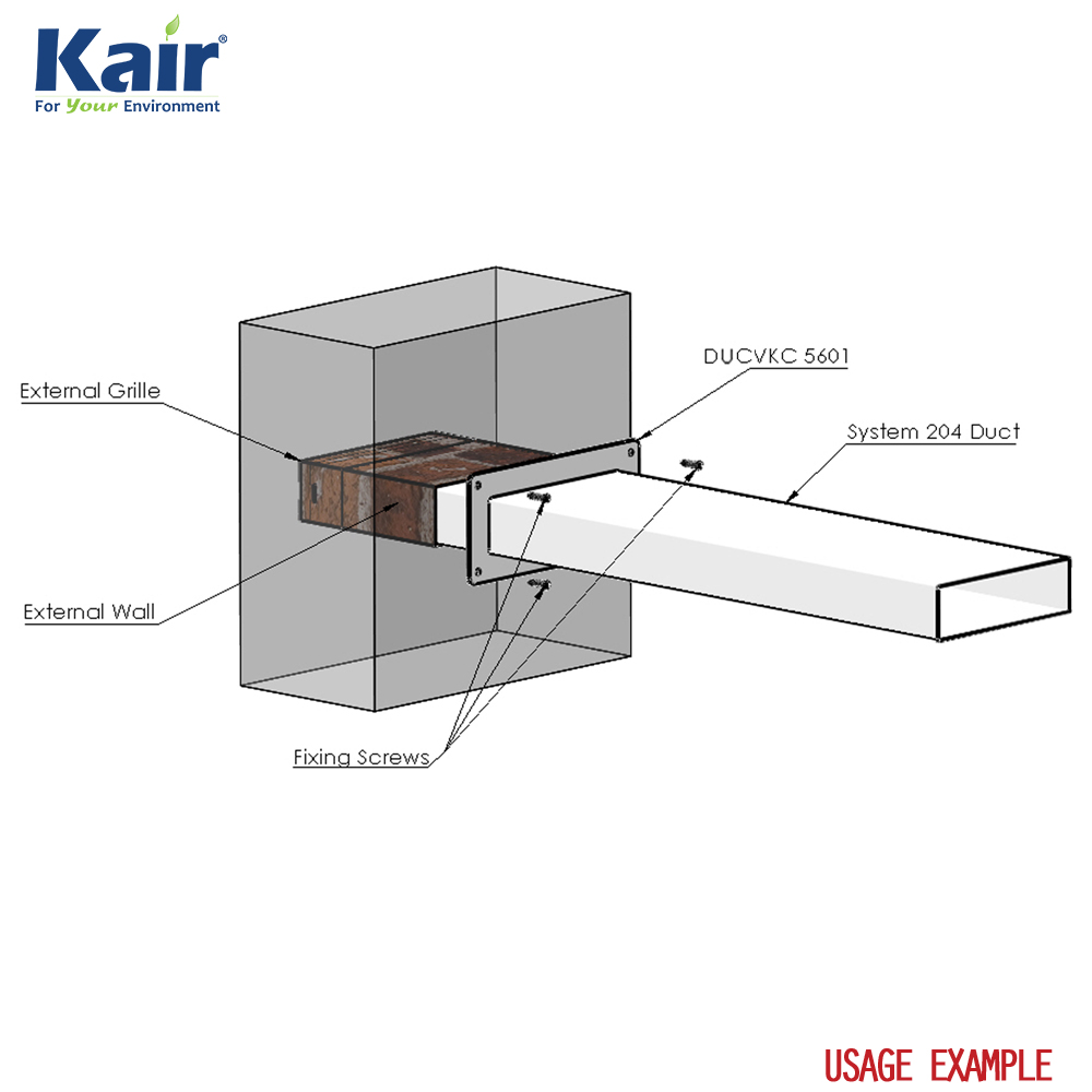 Kair Wall Plate 204mm x 60mm for Rectangular Ducting