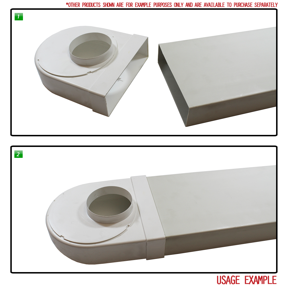Kair Rotating Elbow Bend Adaptor 204mm x 60mm to 100mm - 4 inch Rectangular to Round 90 Degree Bend
