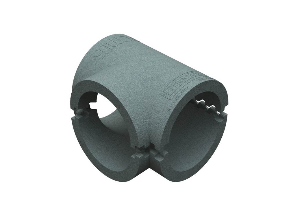 Pack of 3 x Domus Thermal Easipipe Rigid Duct 100mm Insulation Horizontal T Piece Grey