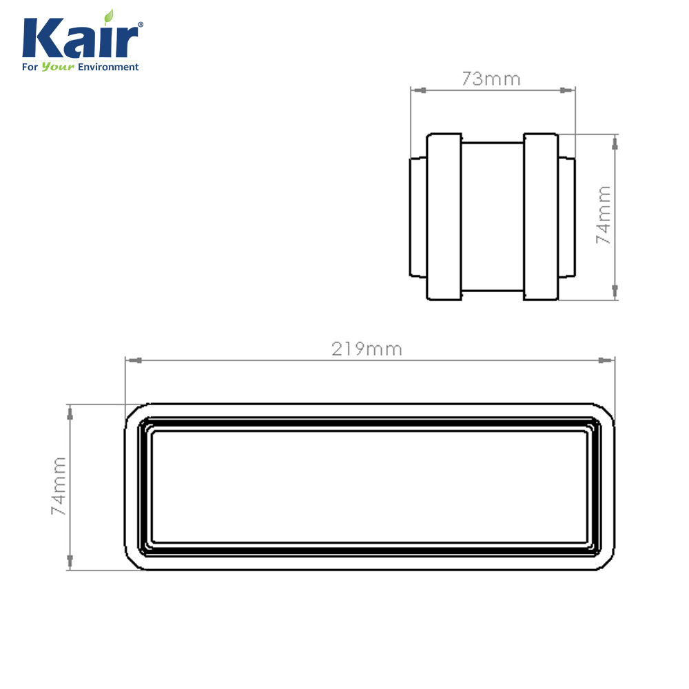 Kair Fast Seal 204mm x 60mm Quick Fit Ducting Connector for Joining Rectangular Flat Pipes Together