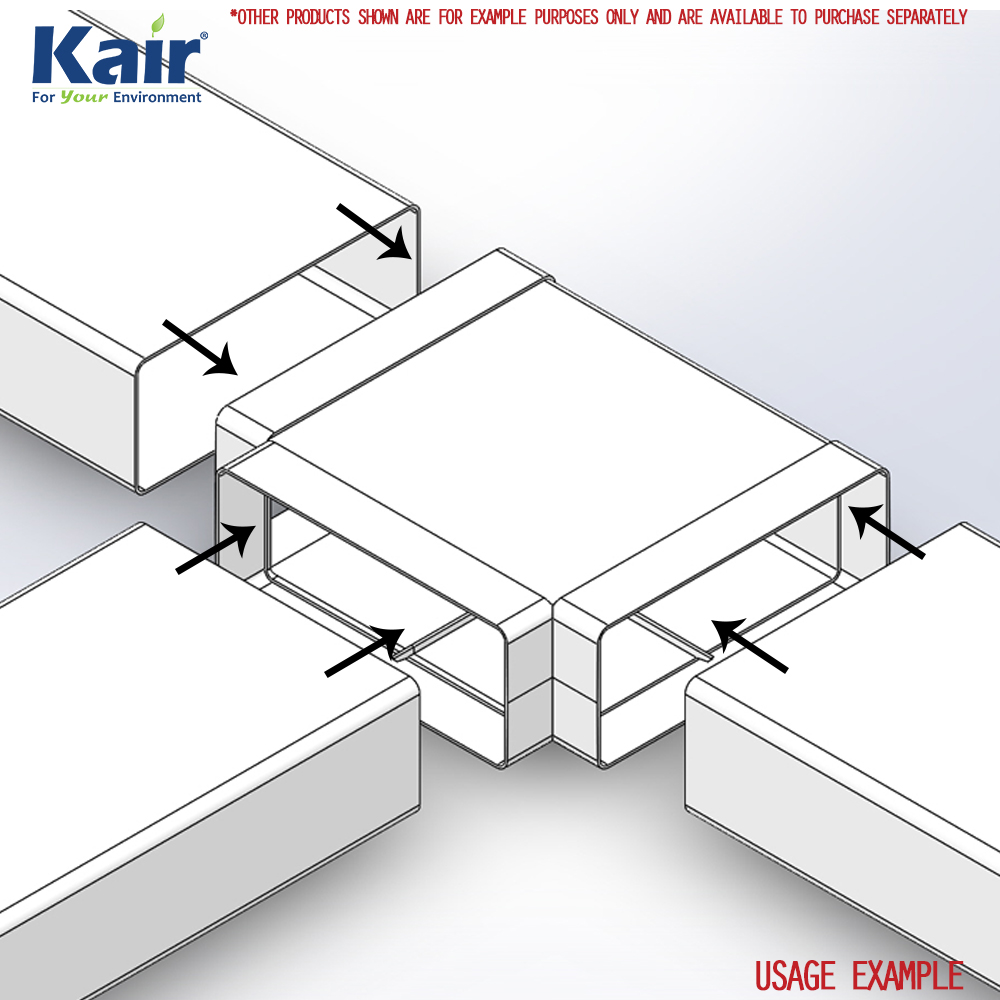 Kair Equal T-Piece Adaptor 204mm x 60mm for Rectangular Plastic Ducting